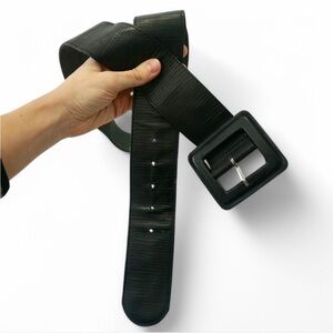 💜 VINTAGE Black Pleather Belt! (Size XL)